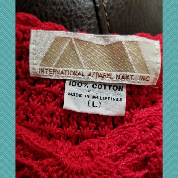 International Apparel Mart Red Crochet Tie Hem Top - Picture 5 of 5